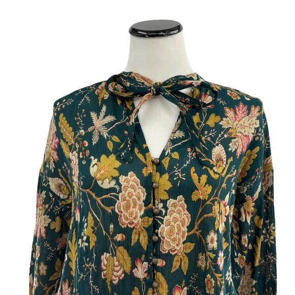 Anthropologie Pilcro The Tavi Tie Neck Button Down Blouse - Picture 5 of 12